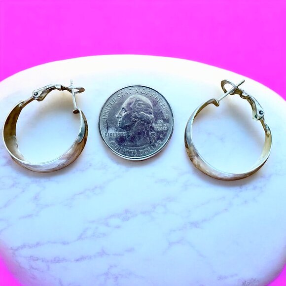 Sterling Silver Earrings Hoop Dangle Leverback Chunky Lightweight Thailand - Picture 3 of 12